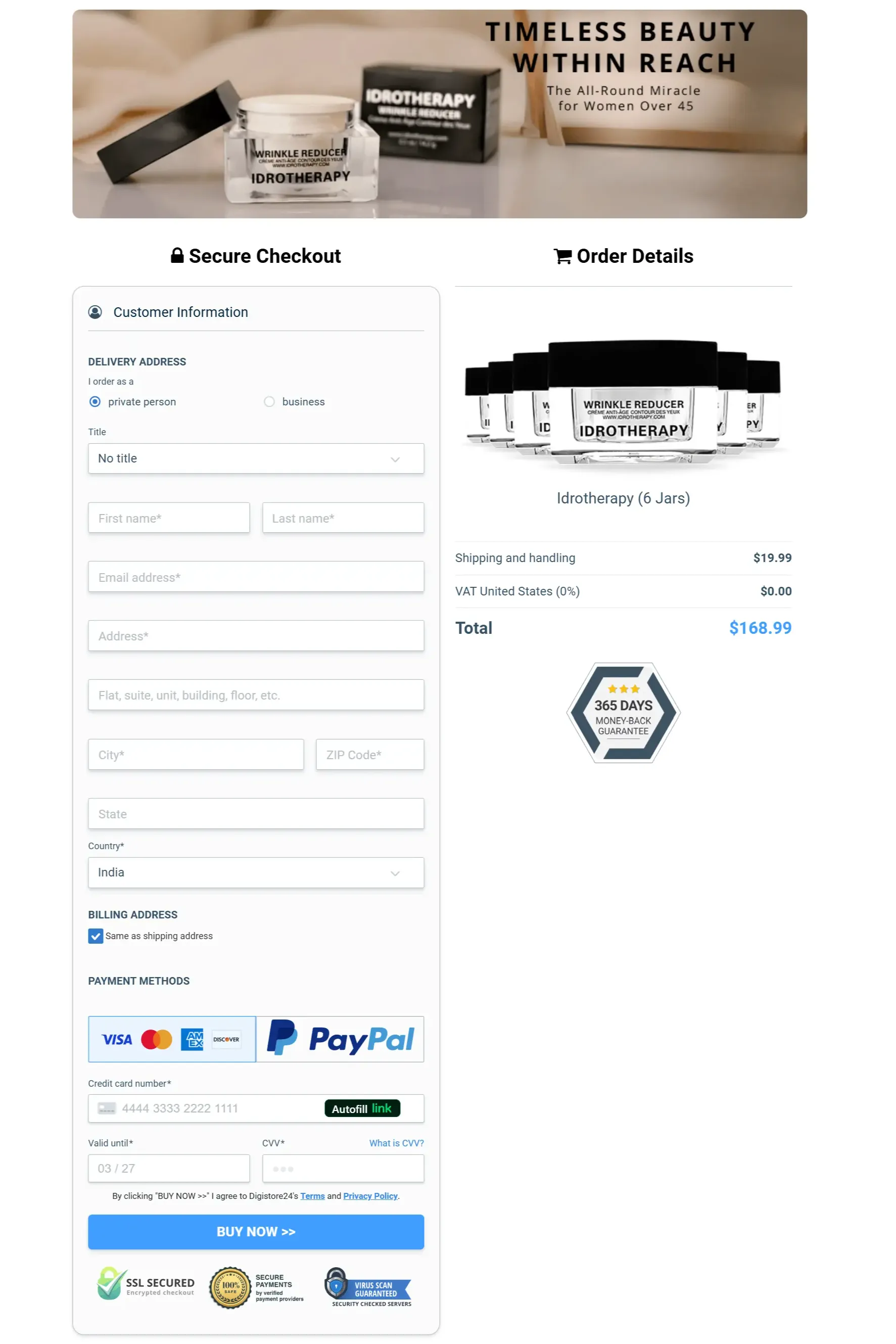 Idrotherapy -checkout-page